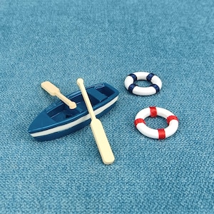 Miniatur Spielzeug Puppenhaus Geschenk 1:12 Strand Boot / Boot Paddel / Schwimmring 5 Stück Set