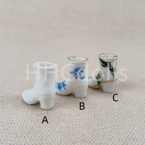 toy DIY Dollhouse 1:12 Scale Miniature Porcelain Model ceramic Boot flowerpot
