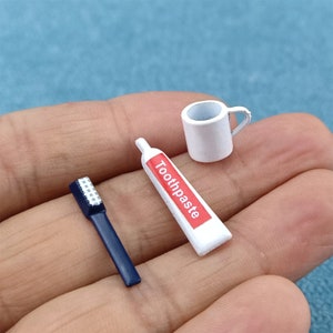 Ensemble de brosse à dents/dentifrice/gobelet pour maison de poupée miniature à l'échelle 1/12, jouets à faire soi-même cadeau