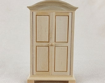 wooden toy handmade Dollhouse miniature furniture 1/12 scale Unpainted wardrobe