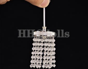 Miniature Silver Dollhouse Chandelier: 1/12 Scale LED Porch Light