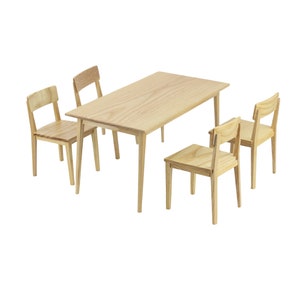 Meubles de poupée à l&#39;échelle 1:6, bois de frêne haut de gamme, chaise de table à manger de style simple, bancs