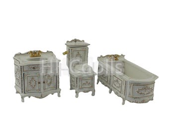 Miniatura WC In Metallo Bianco Per Casa Delle Bambole, Scala 1:12, Set Arredo Bagno In Miniatura, Accessorio Decorativo - 2