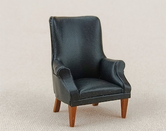 Miniature Dollhouse 1:12 Scale black chair
