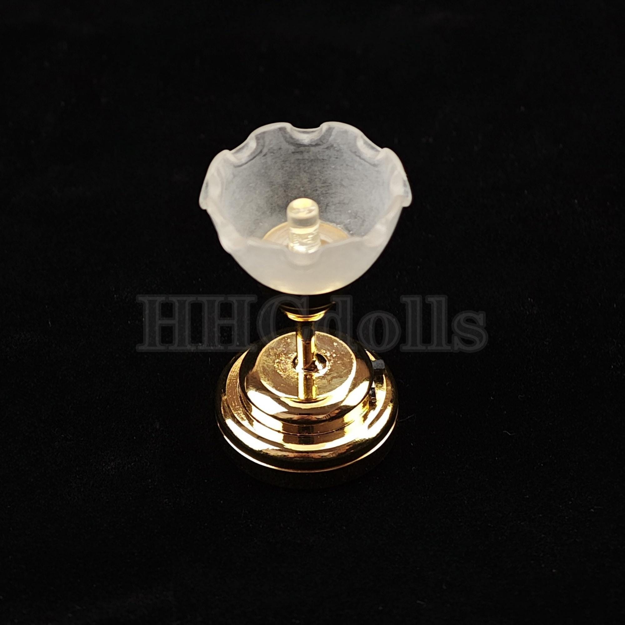 ミニチュア LED シャンデリア：フロストランプシェード ドールハウス