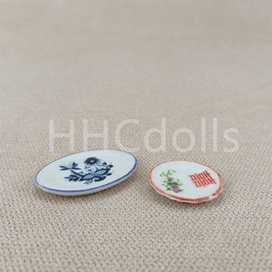 toy DIY Dollhouse 1:12 Scale Miniature Porcelain Model Painted mini tableware plate