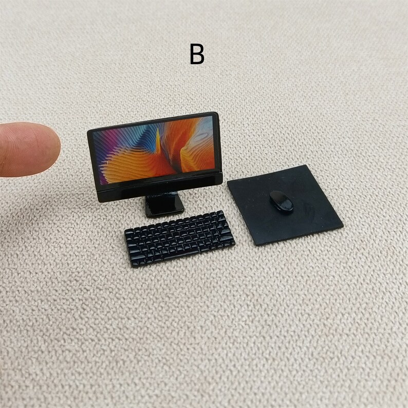 Miniature Toys Dollhouse Desktop Computer Keyboard Mouse Mouse Pad Gift ...