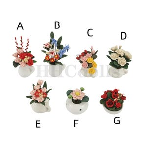 Dollhouse 1:12 Scale Miniature Flower vase Clay flower ornament model