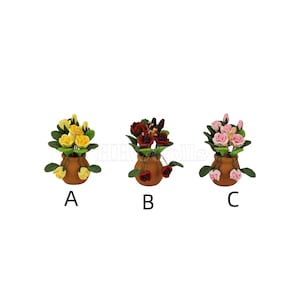 Dollhouse 1:12 Scale Miniature clay flower rose pot Clay pot basin