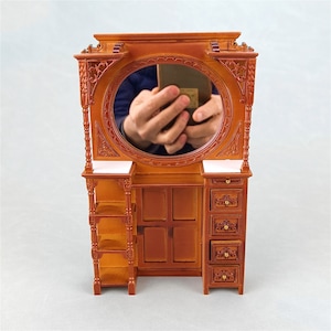 Miniature Dollhouse 1:12 Scale wooden vanity mirror