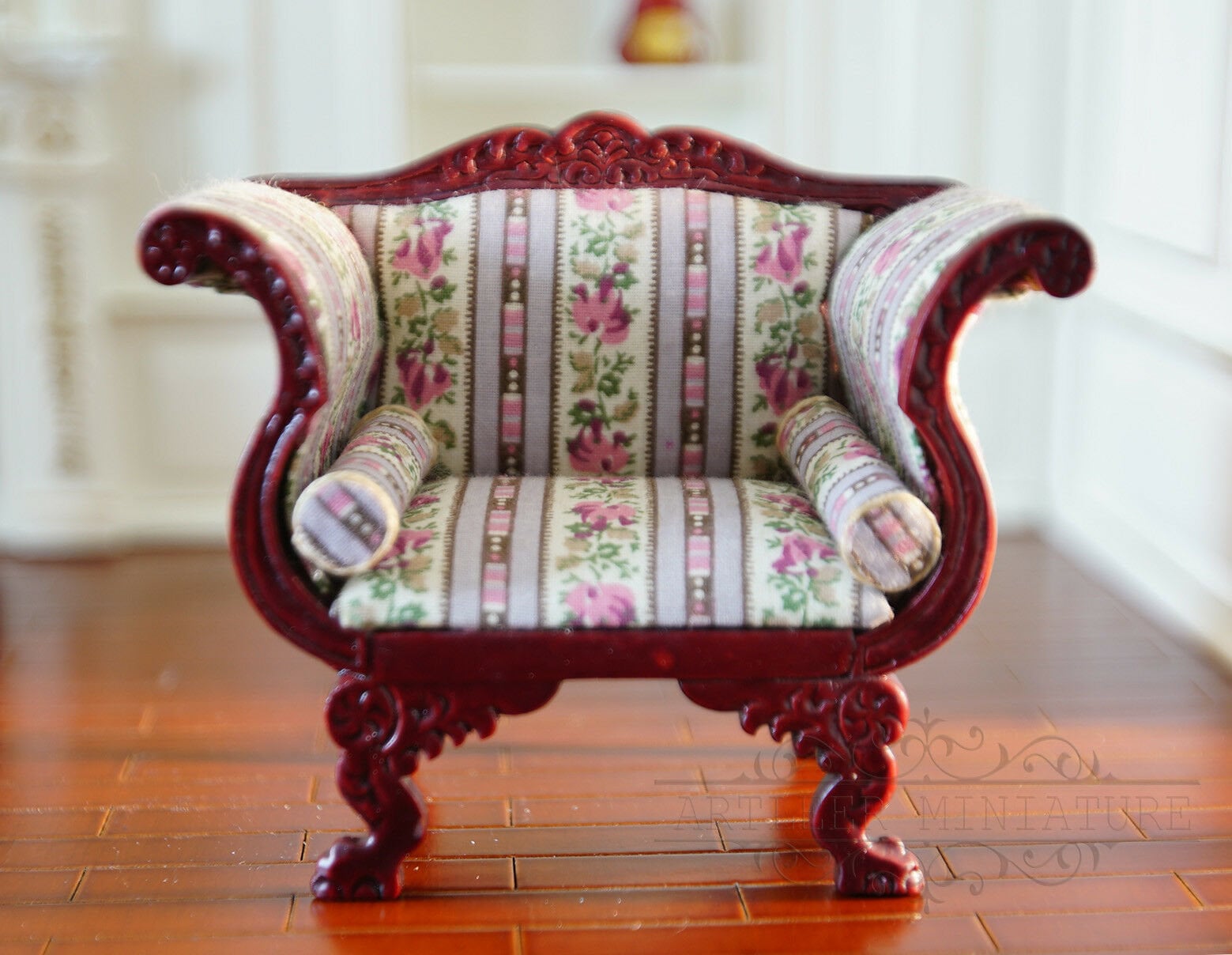 1:12 Dollhouse Miniature Vintage Single Sofa Chair Furniture For Room Kitchen 