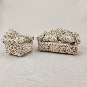 Miniature Dollhouse 1:12 Scale Handmade gift model Hobby Sofa and chair toy