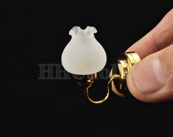 Miniature Dollhouse LED Wall Lamp: 1/12 Scale Metal & Glass