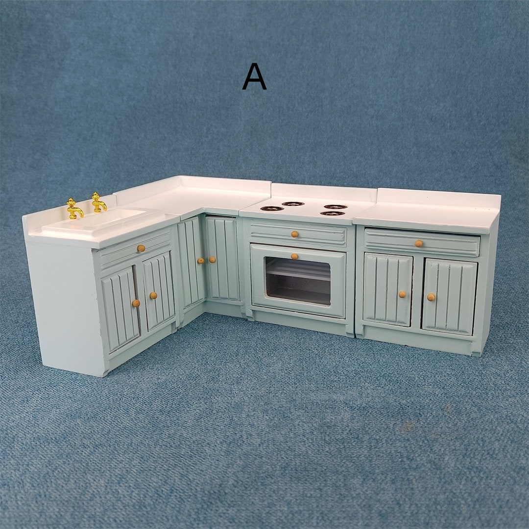 thumbnail image 2 of Miniature Birch Kitchen Cabinet Set For Dollhouses – 1/12 Scale DIY Dollhouse Decor & Furniture 2 of 11