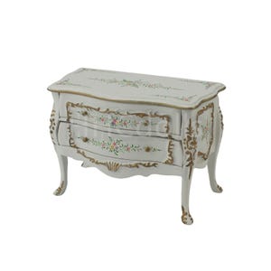 Miniature Dollhouse 1:12 Scale furniture Hand painted floral pattern White sideboard