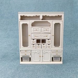 Miniatures 1/12 scale dollhouse furniture Hand carved White Main cabinet