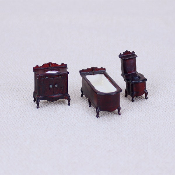 dollhouse 1/48 scale bathroom 3pcs set toilet/Washstand/bathtub