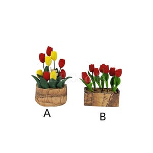 Dollhouse 1:12 Scale Miniature Clay flower tulip pot model