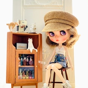 Doll miniature furniture 1/6 scale Handmade excellent Cherry wood corner cabinet Scene model dollhouses
