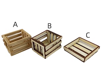 Casa delle bambole modello piccolo cestino in legno miniatura decorazione scala 1/12 giocattoli fai da te