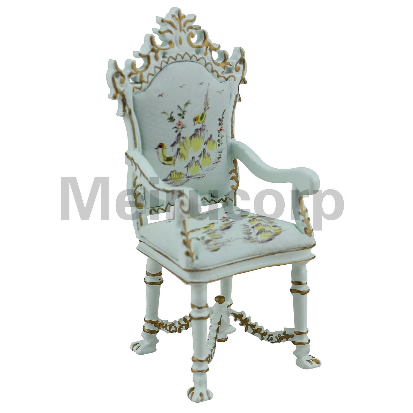 Fauteuil de style classique peint à la main avec tableau paysager 1/12 de maison de poupée