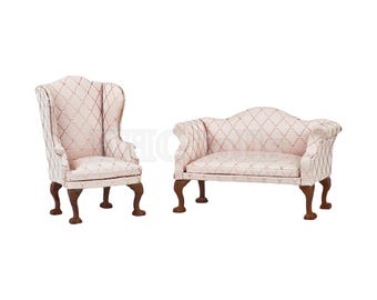 Dollhouse sofa 1:12 scale seat Miniature furniture Fabric chair and seat