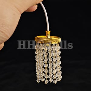 miniature light dollhouse Gold porch chandelier 1/12 scale decortion toy gift LED can light up