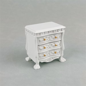 Miniature Dollhouse 1:12 Scale white bedside table