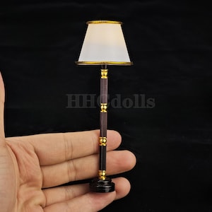 White lampshade miniature light dollhouse Floor lamp 1/12 scale decortion gift LED can light up