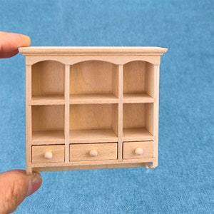 Holzspielzeug Puppenhaus Miniatur Möbel 1/12 Maßstab Unlackierter Hängeschrank