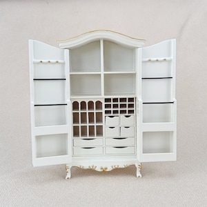 Miniatur Puppenhaus 1:12 Maßstab Holz Kleiderschrank weiß