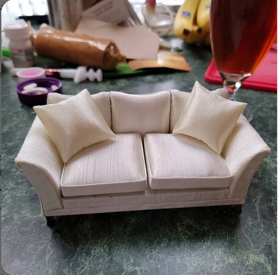 Dollhouse 1/12th Miniature wooden model Furniture Fabric Sofa and Chair