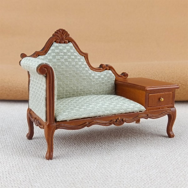 Miniature model Dollhouse 1:12 Scale Walnut fabric fabric telephone chair