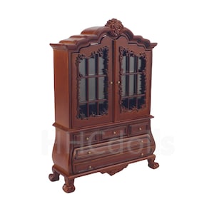 Miniatuur houten handgemaakt poppenhuis 1:12 kast/vitrinekast