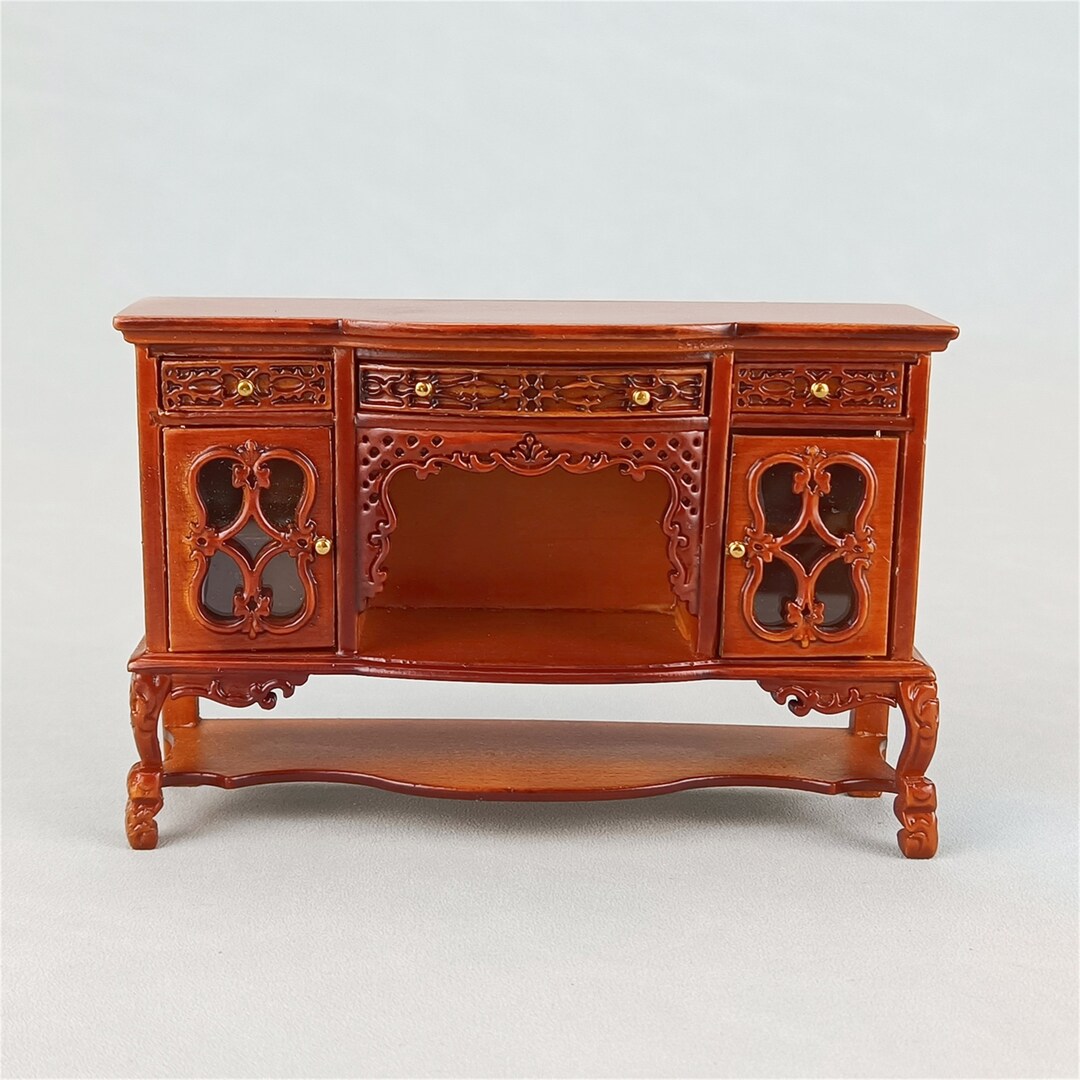 Banc de table miniature dollhouse 1/12 en bois, signé par l'artiste R
