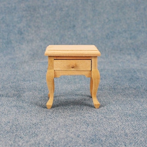 1/12 Scale Dollhouse Bedroom Furniture: Unpainted Wooden Bedside Table