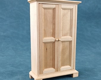 wooden toy Wardrobe Dollhouse miniature furniture 1/12 scale unpainted