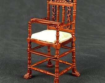 LOGOFUN 4Pcs Dollhouse Sedie Miniatura Legno Sedia 1