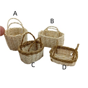 dollhouse woven basket and hand basket miniature 1/12 scale decortion diy toys image 1