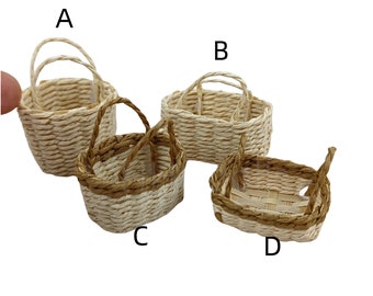 dollhouse woven basket and hand basket miniature 1/12 scale decortion diy toys