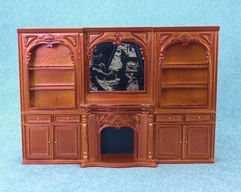 Miniatura Carrello Mobile Metallico Blu Per Casa Delle Bambole - Scala 1/12