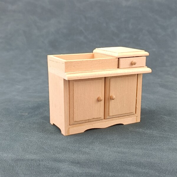 wooden toy Dollhouse miniature furniture 1/12 scale Unpainted Washstand