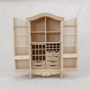 Miniature Dollhouse 1:12 Scale wooden unfinished wardrobe