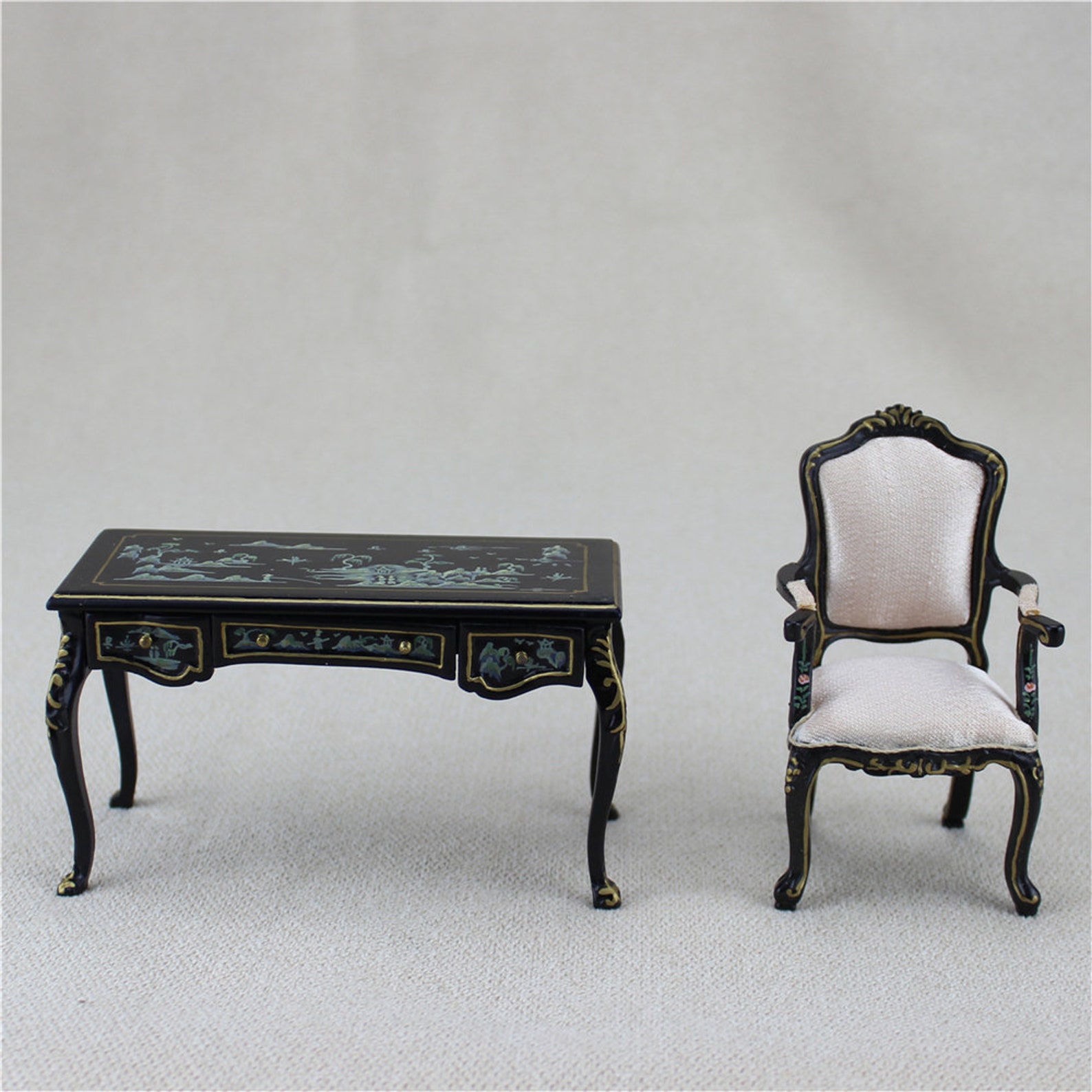 Dollhouse furniture Miniatures 1/12 scale Black painted Wooden Etsy