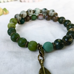 Jasper Cycle Tracking Bracelet - Menstruation - Period - Female Empowerment - Kiwi Jasper, Jade, Jasper, Fancy Jasper