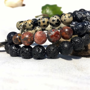 Menstrual Cycle Tracking Bracelet - Fertility Tracking Bracelet - Divine Feminine - Period Positive -Howlite, Dalmation & Jasper, Lava Stone