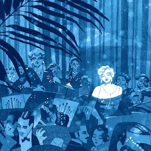 I Wanna Be Loved by You - Marilyn Monroe in Some like it hot, Billy Wilder movie, All tones of blue, High quality paper fine art print