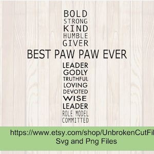 Beste Paw Paw Ever svg, Vaderdag svg, Opa svg, Paw paw svg, Religieuze svg, kruis, Man van God