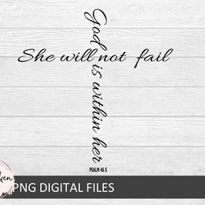 God is within her She Will Not Fall, Psalm 46:5, Bible Scripture Svg, Women&#39;s T shirts