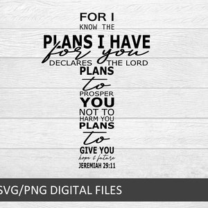 Jeremías 29 11 Svg, Porque yo sé los planes que tengo para ti Svg, Te doy esperanza y futuro Svg Escritura bíblica svg